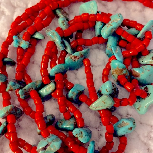 CORAL AND TURQUOISE NECKLACE - Picture 6 of 6
